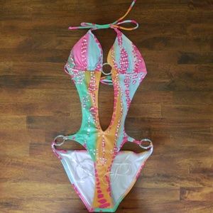 Wet Seal Sequins One Piece Bathing Suit